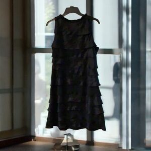 Formal dress round neck beaded ruffles cascading effect by S&L size 14